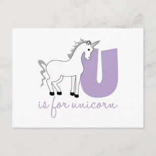 U Is For Unicorn Postcard