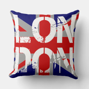 U.k Flag London and famous landmarks Throw Pillow