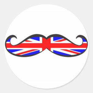 U.K. Flag Moustache Classic Round Sticker