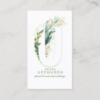 U Letter Monogram Gold Greenery Leaves Elegant