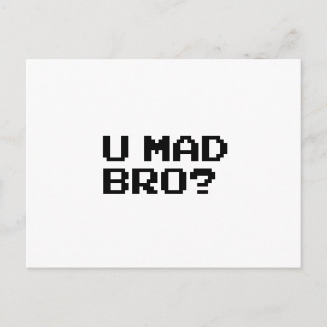 U MAD BRO? meme/chat/irc/4chan/troll/trolling Postcard (Front)