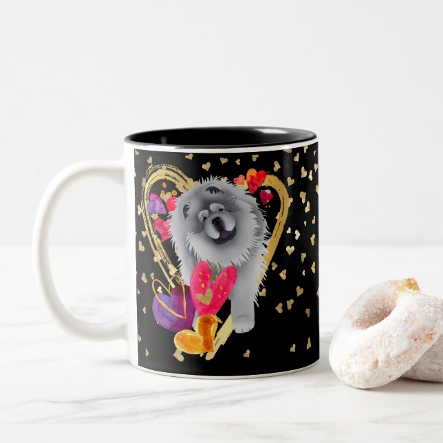 U MAKE MY HEART GO BLING - Blue Chow mug (With Donut)