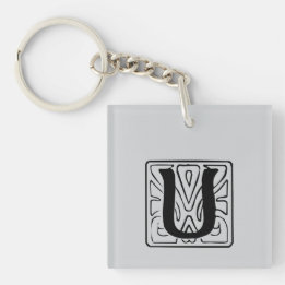 U Monogram black Keychain