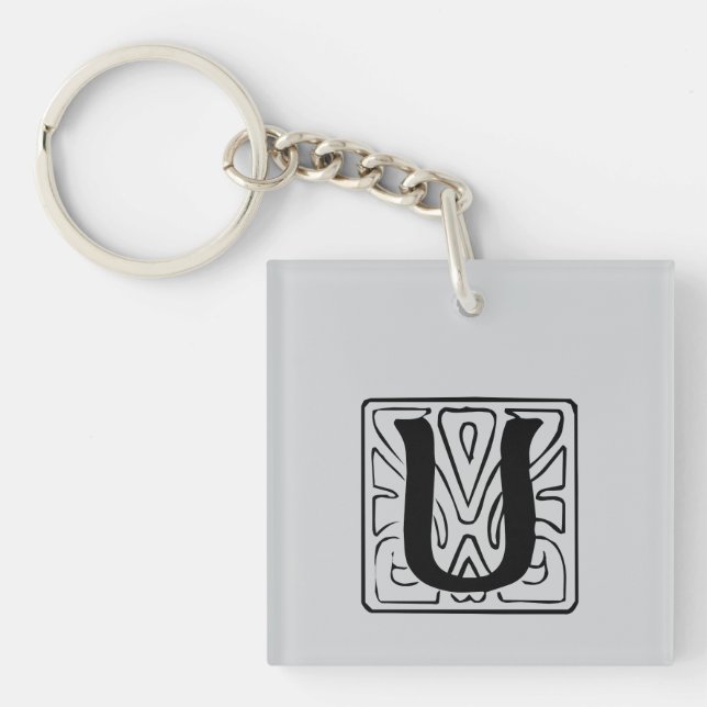 U Monogram black Keychain (Front)