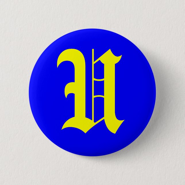 U - OLD ENGLISH 2 INCH ROUND BUTTON (Front)