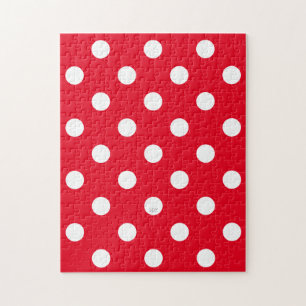 U pick Background Colour Polka Dots White Jigsaw Puzzle