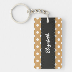 U pick Background Colour Polka Dots White Keychain