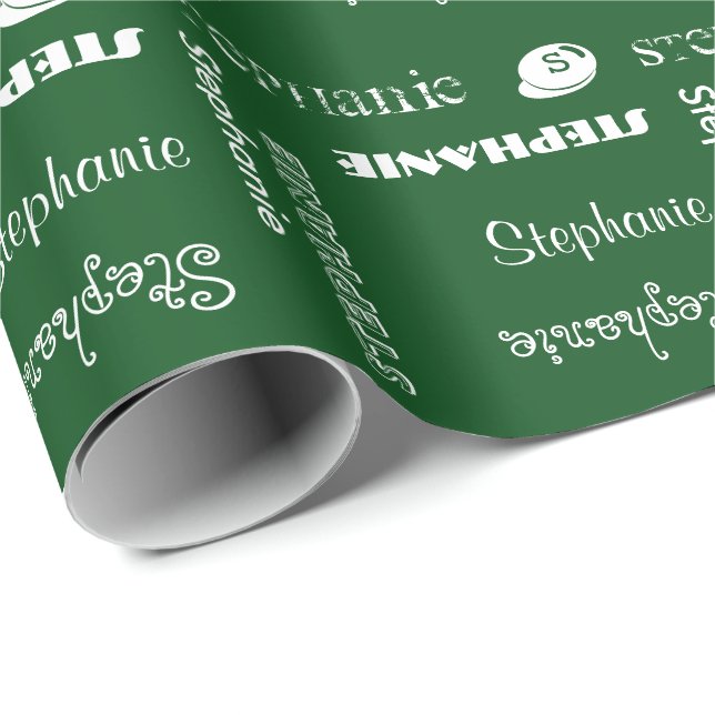 U Pick Colour/ Chalk White Personalized with Name Wrapping Paper (Roll Corner)