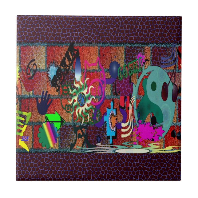 U-pick Colour/ Graffiti Art on Brick Wall Tile (Front)