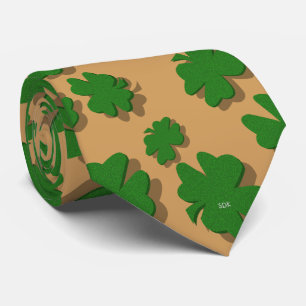 U-pick Colour/ Green Good Luck Irish 4 Leaf Clover Tie
