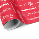 U Pick Colour/ Personalized White Snowflakes Wrapping Paper<br><div class="desc">U Pick Colour (click on "customize it" to change the background colour) This is the perfect design for gift giving to anyone for the winter holidays. Personalize a gift to someone special with a name or text and initial in chalk white against any background colour you choose. Just follow the...</div>