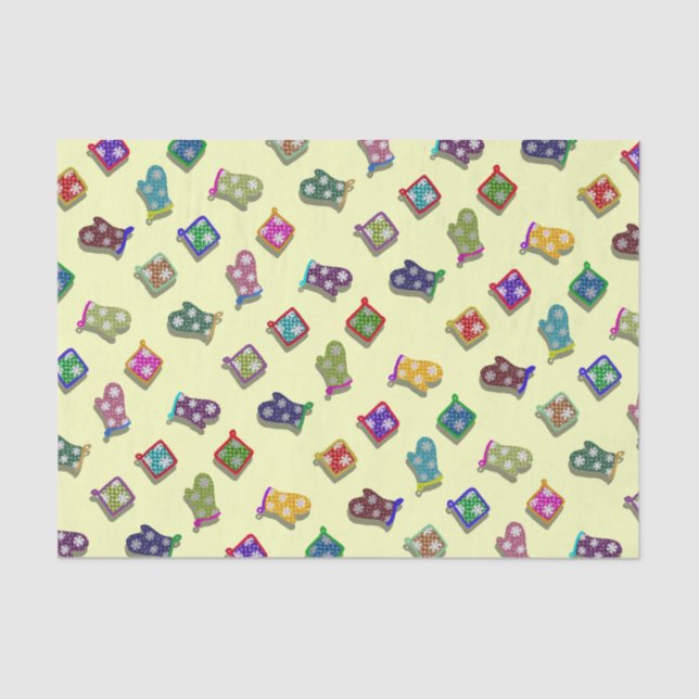 U Pick Colour/ Potholder Oven Mitts with Snowflake Tissue Paper (Front)