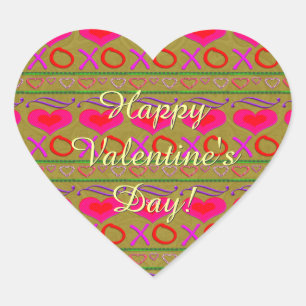 U Pick Colour/ Valentine's Day Hugs and Kisses Heart Sticker