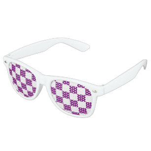 U-pick Colour White Chequered Tiles Retro Sunglasses