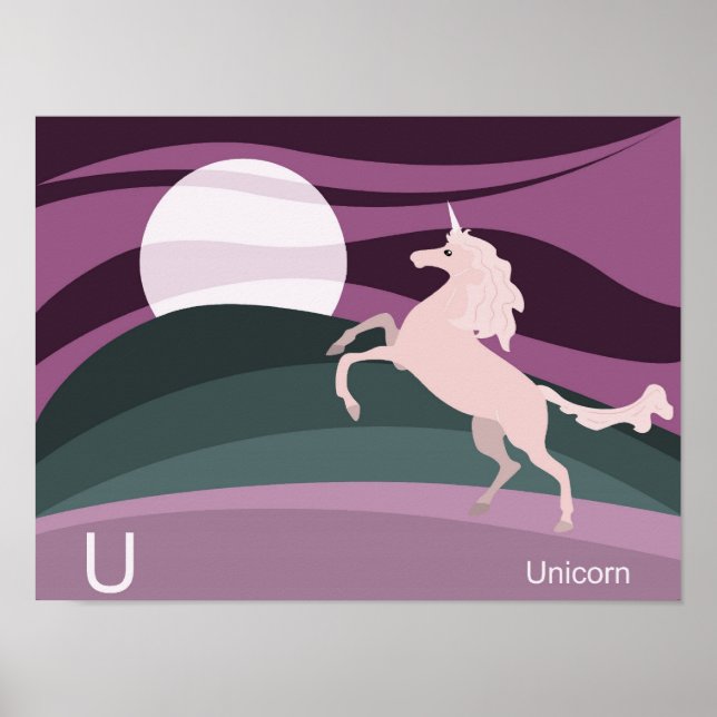 U pour unicorne Poster (Devant)