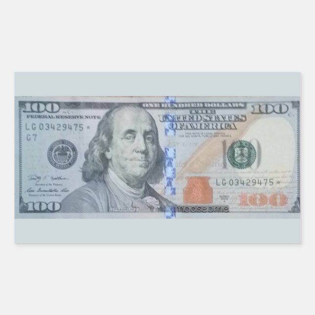 U.S. $100 Star Note LG03429475 Sticker (Front)