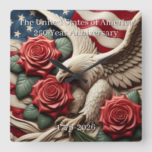 U.S.A. 250th Anniversary Commemorative Square Wall Clock