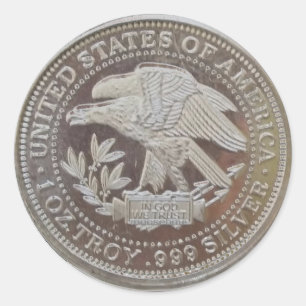 U.S.A. .999 Silver Round Ounce Classic Round Sticker