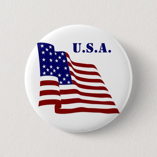 U.S.A. Flag 2 Inch Round Button (Front)