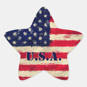 U.S.A. Flag Painting Art Style Flag Stickers