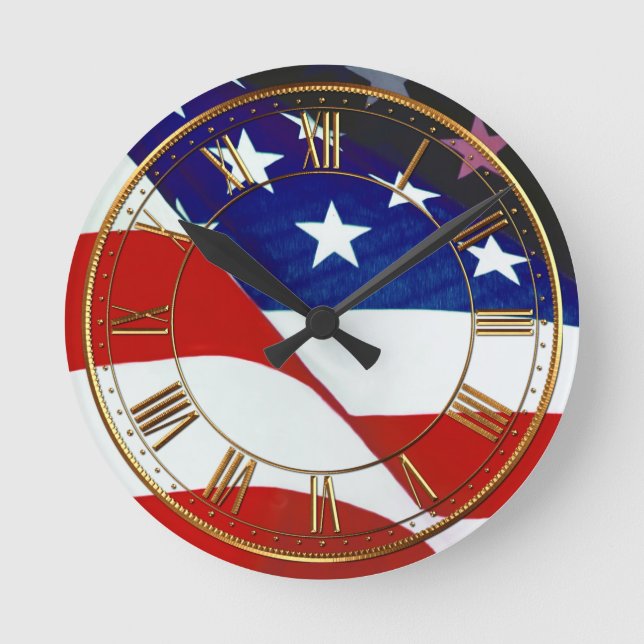 U.S.A. Flag Round Clock (Front)