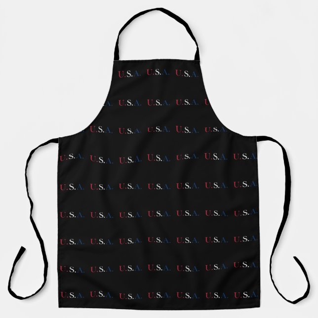 U.S.A. Red White And Blue Lettering Design  Apron (Front)