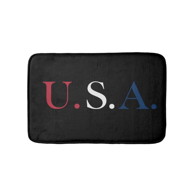U.S.A. Red White And Blue Lettering Design  Bath Mat (Front)