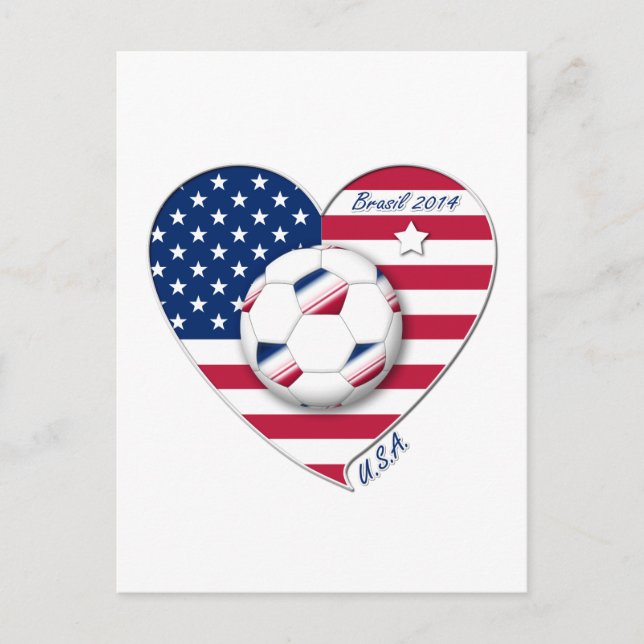 "U.S.A." Soccer Team Fútbol de Estados Unidos 2014 Postcard (Front)