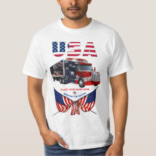 U.S.A. Truck - Patriotic Trucker Personlaized T-Shirt