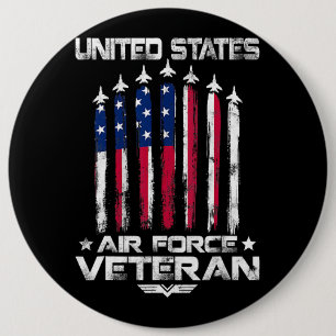 U.S Air Force US Veterans 4th of July T shirt Amer 6 Inch Round Button
