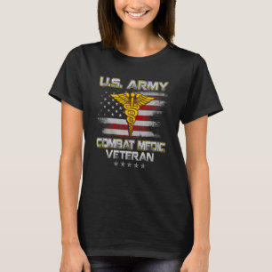 U.S Army Combat Medic Veteran Flag Vintage Medical T-Shirt