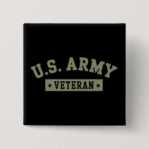 U.S. Army Veteran Veterans America American Flag 2 Inch Square Button