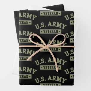 U.S. Army Veteran Veterans America American Flag Wrapping Paper Sheet