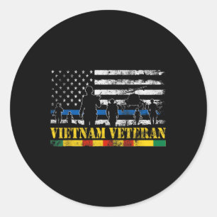 U.s Army Vietnam Veteran American Flag Soldier Vie Classic Round Sticker