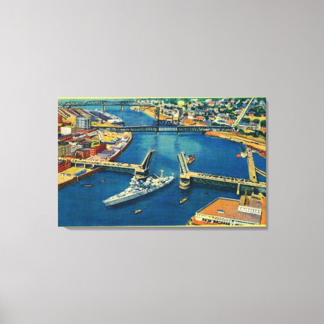 U.S. Battleship passing through Portland Canvas Print (Front)