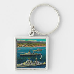 U.S. Battleships Anchored at Long Beach Keychain