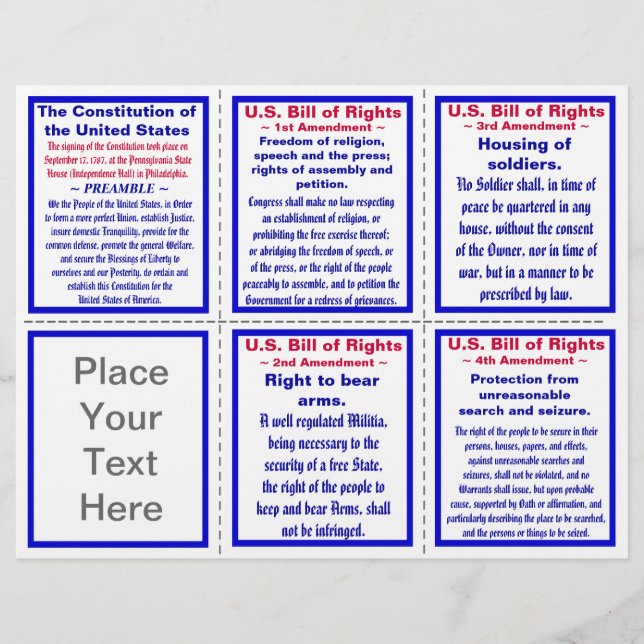 U.S. Bill of Rights Pocket Pamphlet Template Flyer (Front)