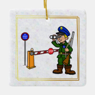 U.S. Border Patrol Agent with Binoculars Ornament 