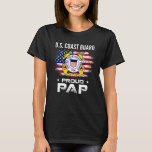 U S Coast Guard Proud Pap With American Flag Veter T-Shirt