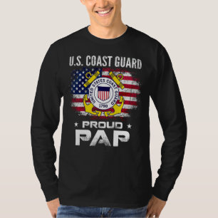 U S Coast Guard Proud Pap With American Flag Veter T-Shirt