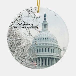 U.S Congress in Winter Ceramic Ornament