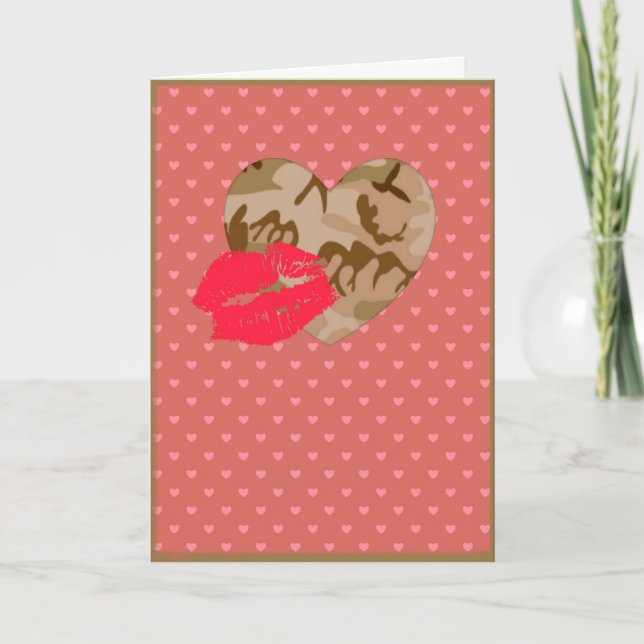 U.S. Desert Sand Camo Heart Valentine's Day Holiday Card (Front)