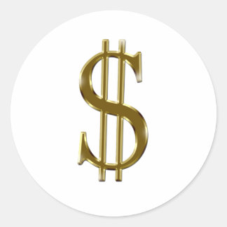 $ U.S.dollar sign gold Classic Round Sticker
