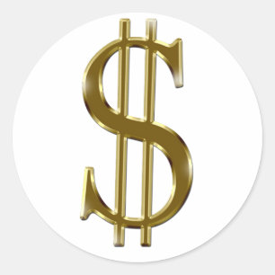 $ U.S.dollar sign gold Classic Round Sticker
