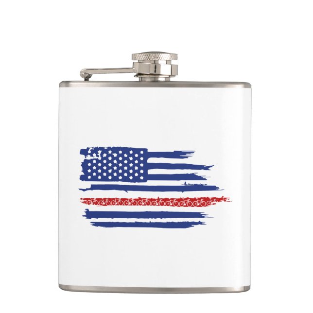 U.S. Flag Cycling Hip Flask (Front)