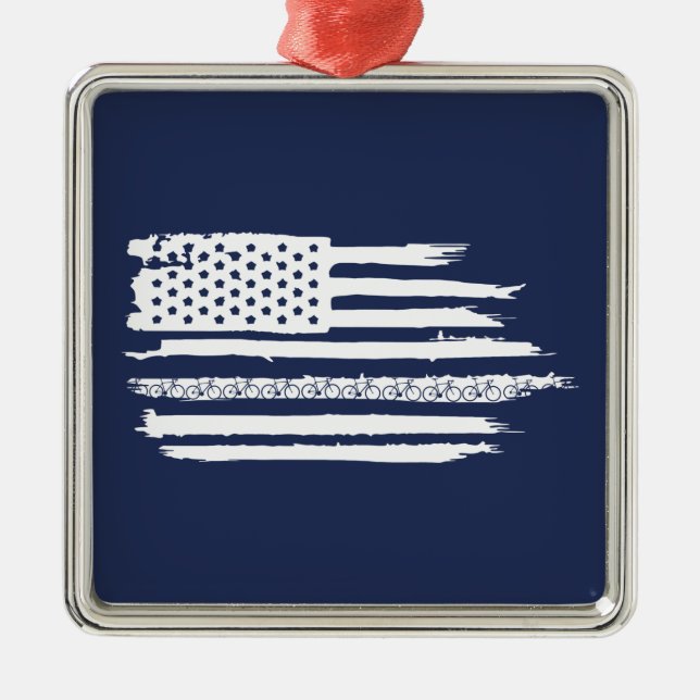 U.S. Flag Cycling Metal Ornament (Front)