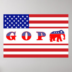 U.S. Flag - G O P - Elephant Poster