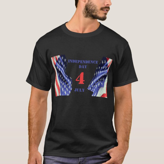 U.S flags for Independence Day, 4th of July  T-Shirt (Front)