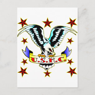 U.S.M.C. Old School Eagle Tattoo 2 Postcard