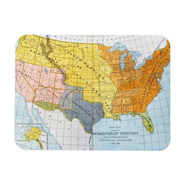 U.S. MAP, 1776-1884 MAGNET (Horizontal)
